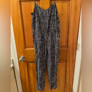 LOFT Black and White Graphic Jumpsuit